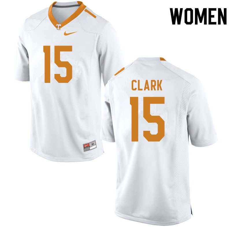 Women #15 Hudson Clark Tennessee Volunteers College Football Jerseys Sale-White - Click Image to Close